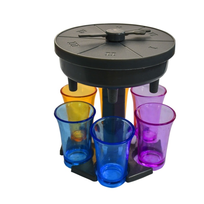 6 Cups Wine Dispenser Automatic Diversion Wine Pourer With Game Turntable, Style: Round Gray with Color Cup