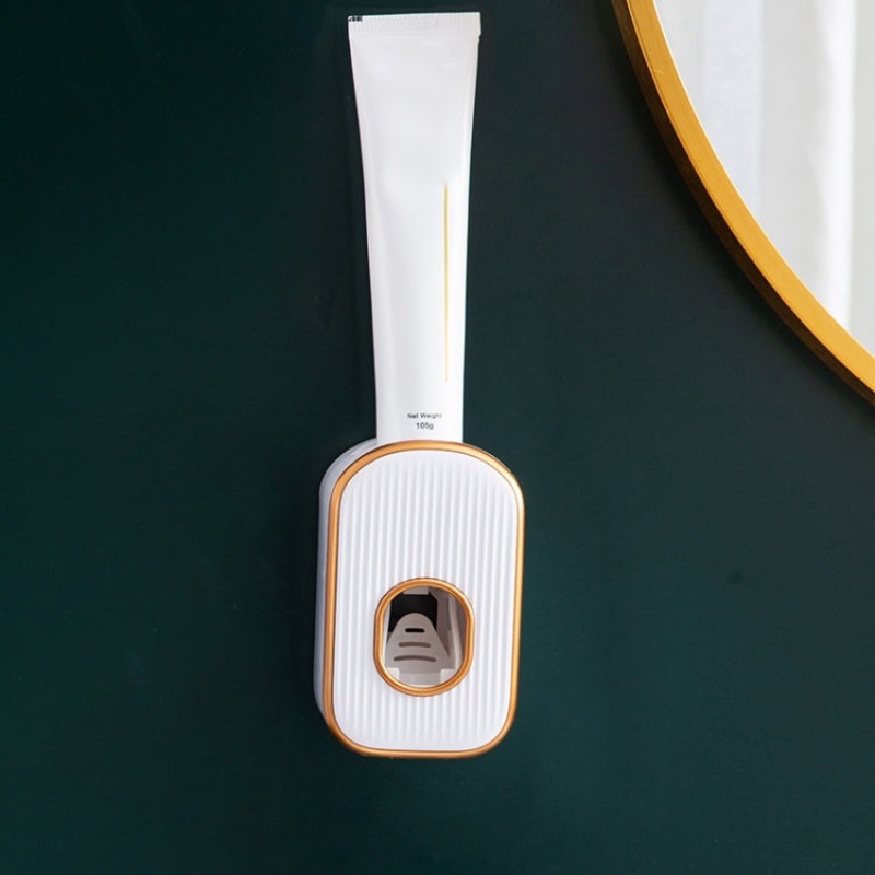 Bathroom Wall-mounted Punch-free Wash Cup Toothbrush Rack Squeeze Toothpaste Set Golden Toothpaste Squeezer