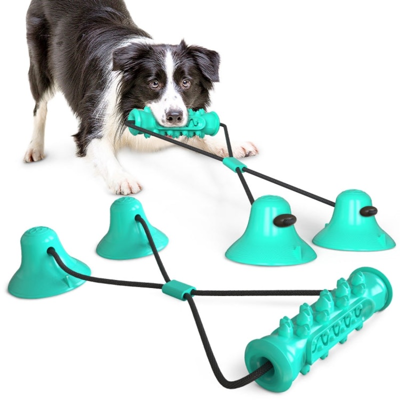 Dog Toy Double Suction Cup Pull Rope Molar Teeth Bite-Resistant Tooth Cleaning Stick Pet Supplies