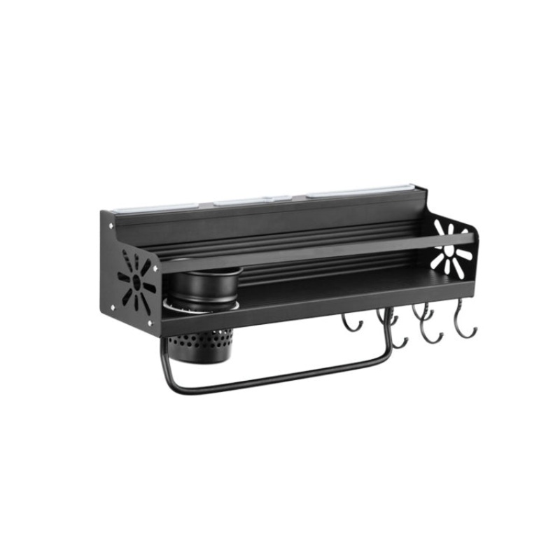 Kitchen Wall Mounted Seasoning Bottle Knife Storage Rack, Specifications A1 40cm One Cup 6 Hook