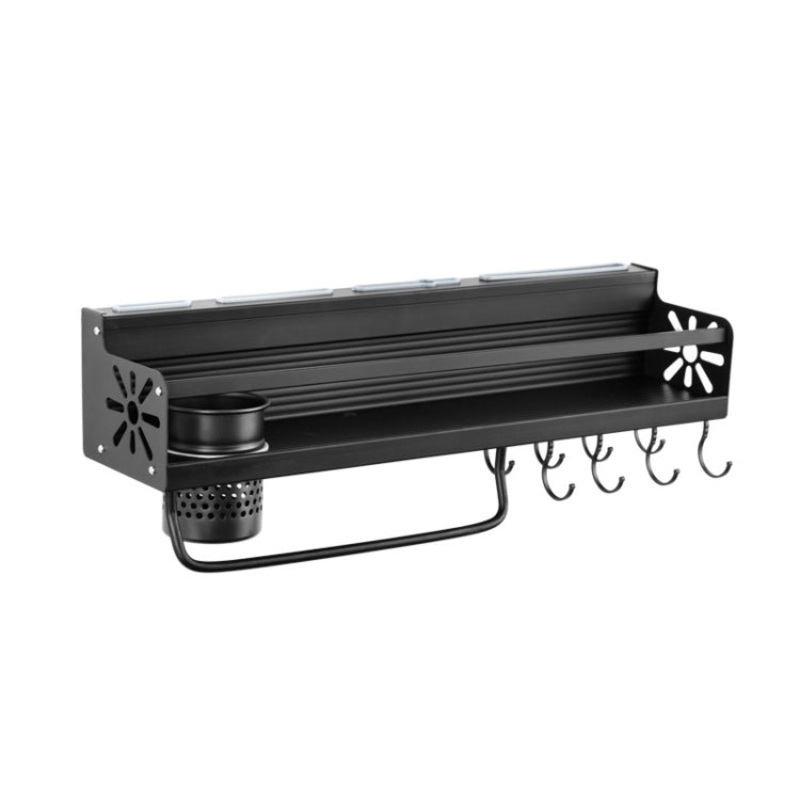 Kitchen Wall Mounted Seasoning Bottle Knife Storage Rack, Specifications B1 50cm One Cup 8 Hook