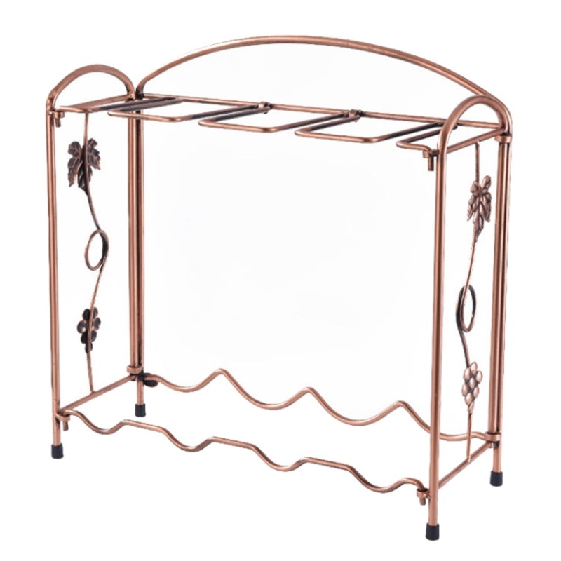 Red Wine Rack Wrought Iron Kitchen Table Wine Cup Storage Frame