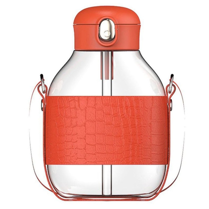 S-5555 Plastic Cup Fashion Portable Strap Straw Water Bottle