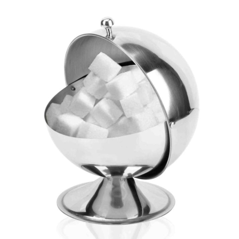 Stainless Steel Kitchen Spherical Sugar Cup Reversible Seasoning Jar Solid Seasoning Box, Specification: D13.5 x H16cm