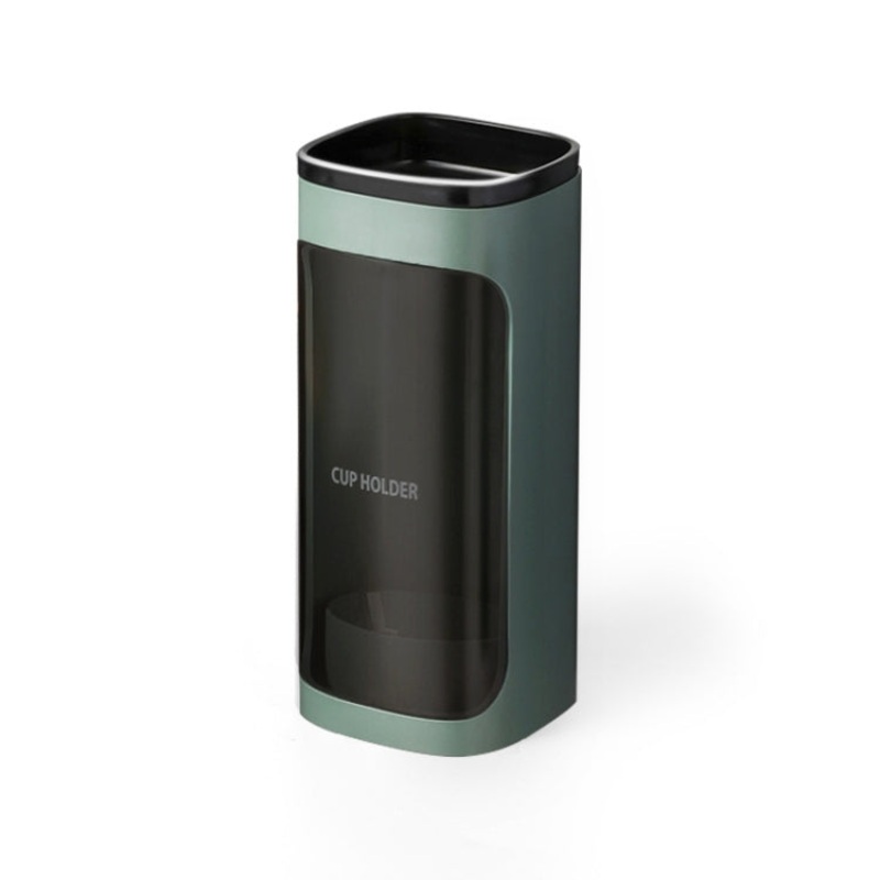 Wall-Mounted Disposable Cup Remover Punch-Free Cup Holder Home Office Convenient Cup Holder, Colour: Monocular Green
