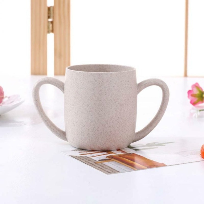 2 PCS  Wheat Straw Double Ear Mug Healthy Mouth Cup