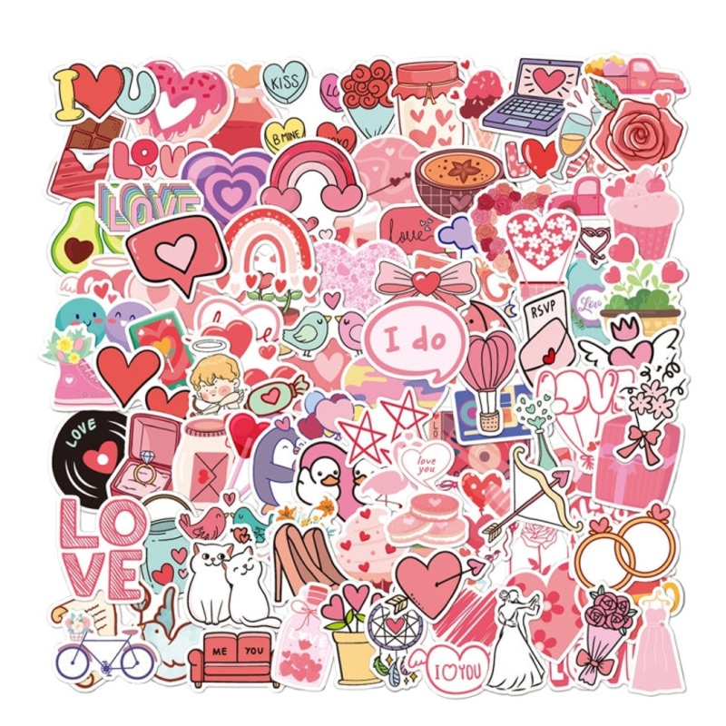 4sets Valentine Day Gifts Decorative Stickers Cartoon Waterproof Water Cup Sticker, Spec: N15