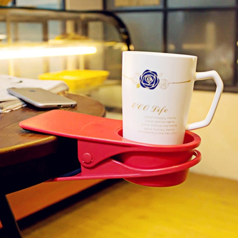 Home / Office Table Glass Clip / Desk Cup Holder, Color Random Delivery