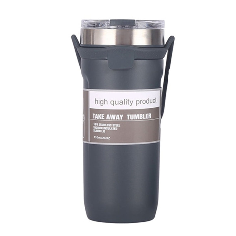 Large Capacity Silicone Car Stainless Steel Coffee Cup Vacuum Dual Layer Cup 750ml