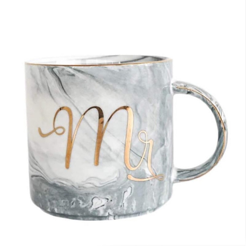 Marble Letter Ceramic Home Couple Coffee Cup, Style:Mr Grey
