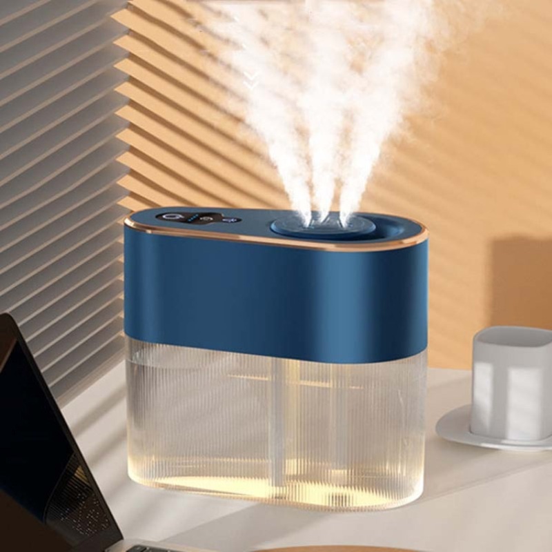 2.2L 3-hole Large Mist Humidifier Night Light Air Purifier Rechargeable With 4000 mAh Lithium Battery