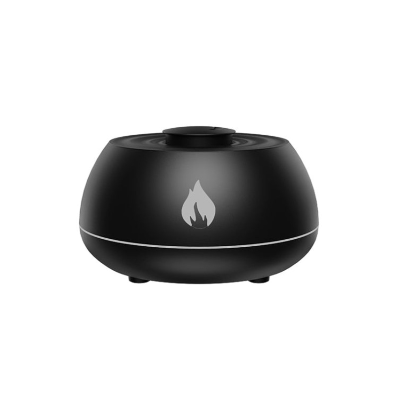 DQ707 130ml Simulation Flame Aromatherapy Machine Seven-color Ambient Light Humidifier  Black