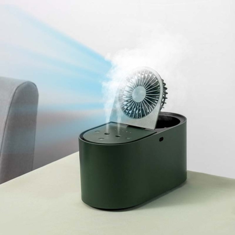 F6 Household Office Desk Double Nozzle Spray Water Cooling Fan Humidifier(Green)