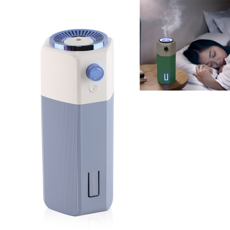 Household Small USB Mini Car Humidifier Desktop with Lamp Alcohol Atomizer Sprayer(Blue)