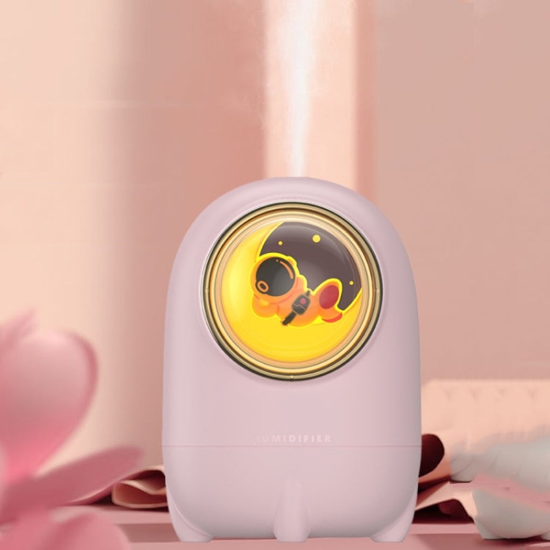 MJ033-A USB Type Spaceship Desktop Home Silent Night Light Humidifier Car Air Atomizing Humidifier(Pink)