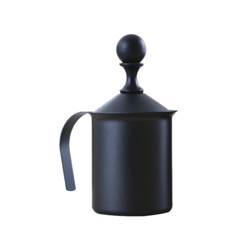 Pump Creamer Stainless Steel Double Mesh Manual Coffee Milk Foam Frothing Pitcher Froth Pump Foamer Cup, Capacity:400cc