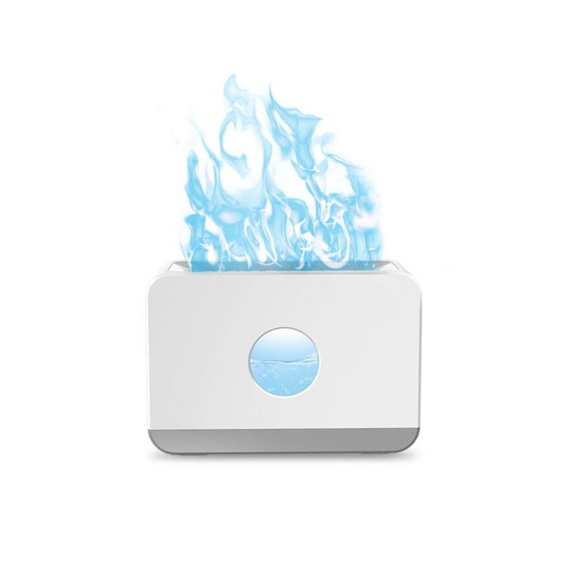 Simulation Flame Humidifier Aroma Diffuser With Remote Control, Color: Blue Light White