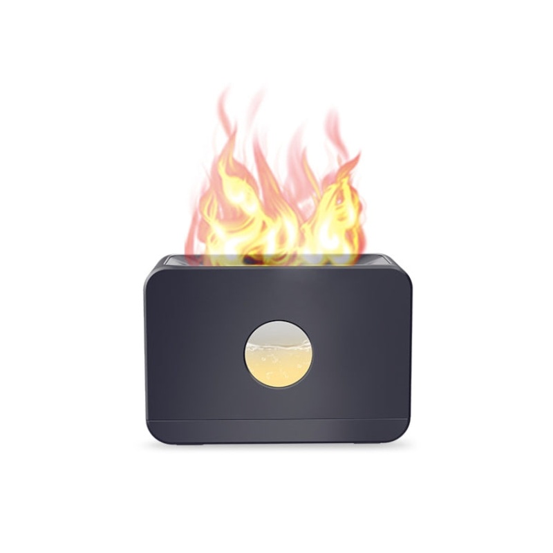 Simulation Flame Humidifier Aroma Diffuser With Remote Control, Color:  Red Light Black
