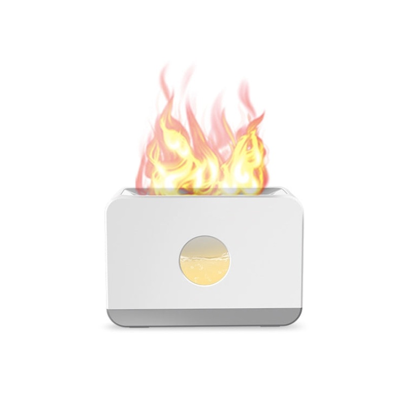 Simulation Flame Humidifier Aroma Diffuser With Remote Control, Color:  Red Light White