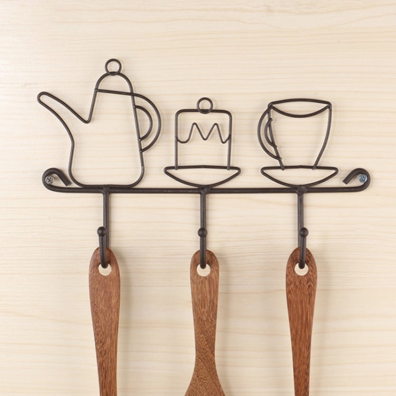 2 PCS Free Perforated Hook Wall Hanging Rack Bathroom Wall Clothes Hook Storage Hook, Style:Teapot Models
