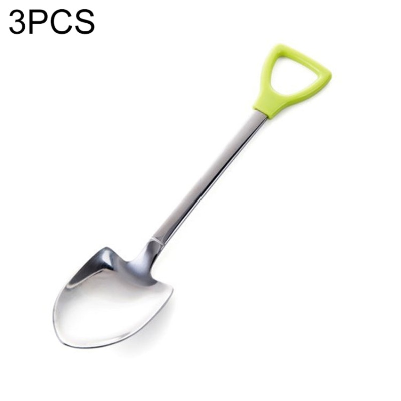 3 PCS Stainless Steel Shovel Shape Tea Coffee Sugar Spoon Ice Cream Dessert Spoon