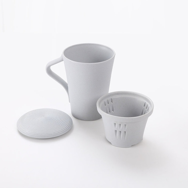 4 Sets Lovers Bamboo Fiber Cup Tea Filter Mug Set with Lid & Handle