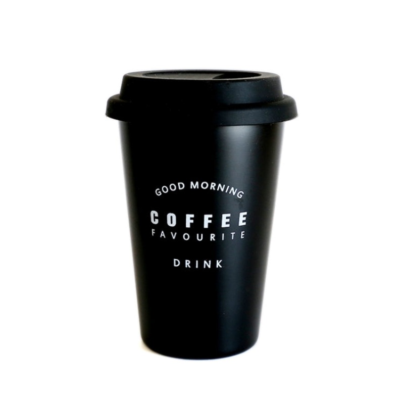 Black White Stainless Steel Silicone Mugs Hand Cup With Straw Lid Cup Sleeve Tea Milk Cups Home Office School Gift, Capacity:301-400ml