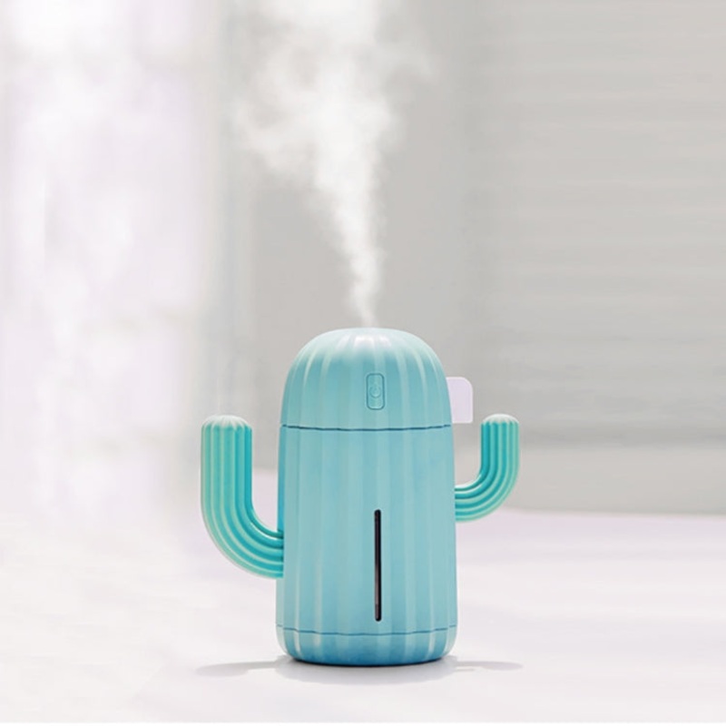 Cactus Shape Silicone Portable Mute Desktop Air Humidifier with Night Light, Capacity: 340ml, DC 5V