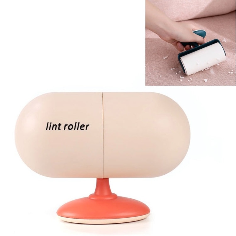 Capsule Tearable Cleaning Hair Removal Device Home Office Portable Hair Sticking Device, Specification: Sticking Device + 6 Roller(Tangerine)