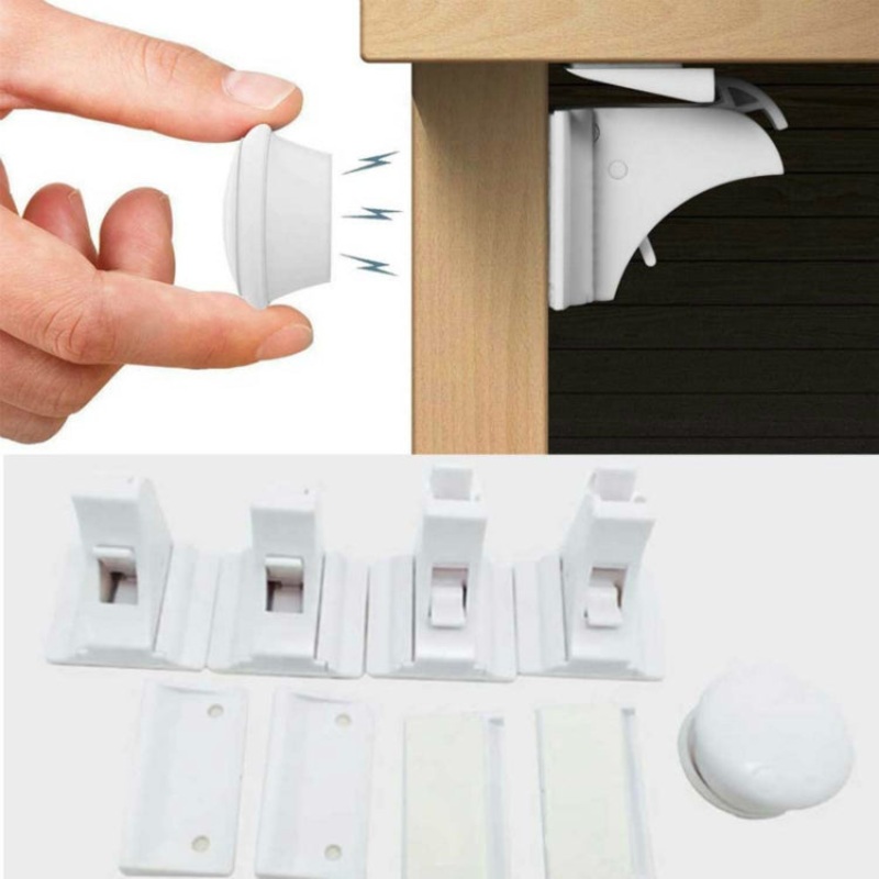 Child Safety Stealth Magnetic Lock Multifunctional Cabinet Door Lock Baby Safety Drawer Lock(White)