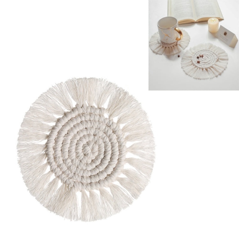 Cotton Rope Woven Round Tea Coaster Homestay Decoration Heat Insulation Environmental Protection Table Mat