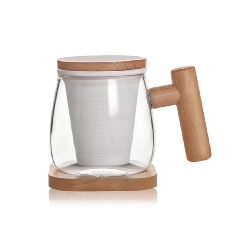 High Borosilicate Glass Sheep Fat Jade Porcelain Tea Leak Bubble Tea Cup, Capacity: 300ML, Style:Two Sheng Cup 2B