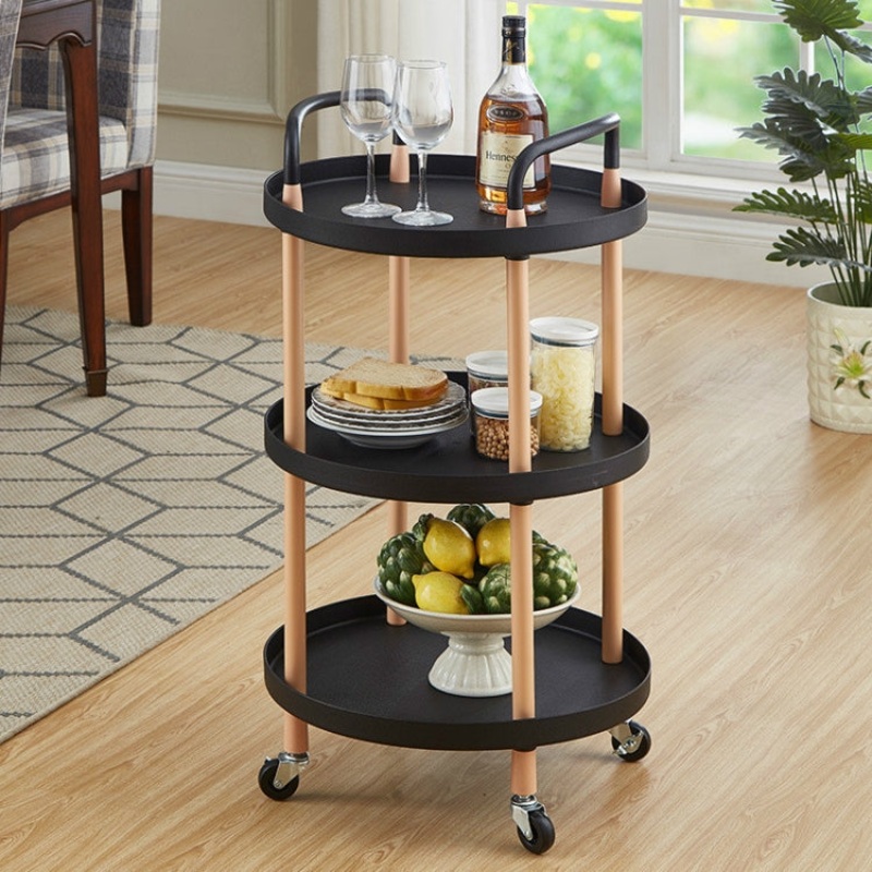 Luxury Movable Trolley Simple Kitchen Living Room Storage Tea Set Rack, Size:Three Layers