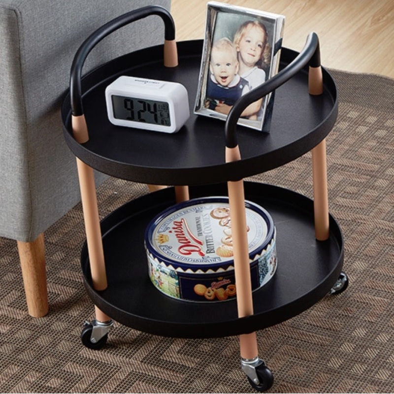 Luxury Movable Trolley Simple Kitchen Living Room Storage Tea Set Rack, Size:Two Layers