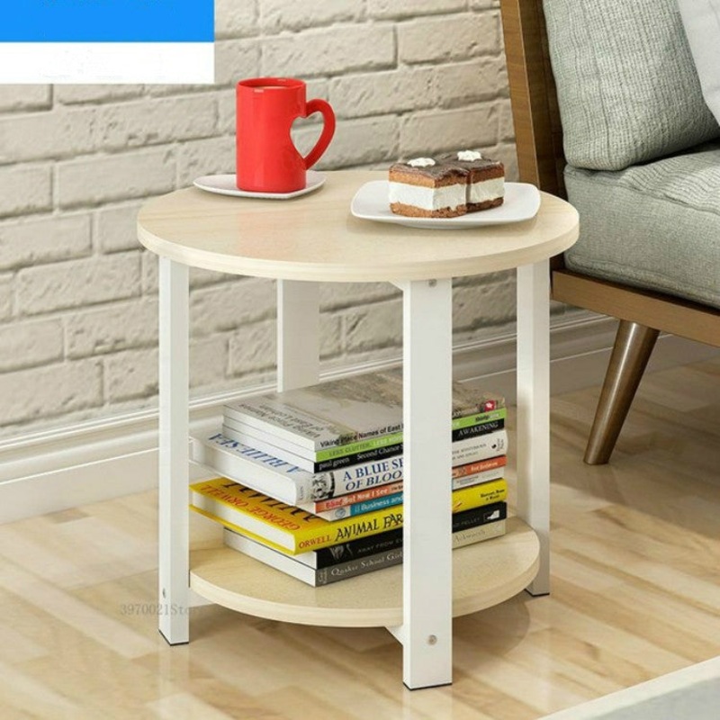 Small Size Home Wooden Coffee Table Simple Modern Living Room Sofa Bedroom Round Tea Table, Size:50*50*43cm