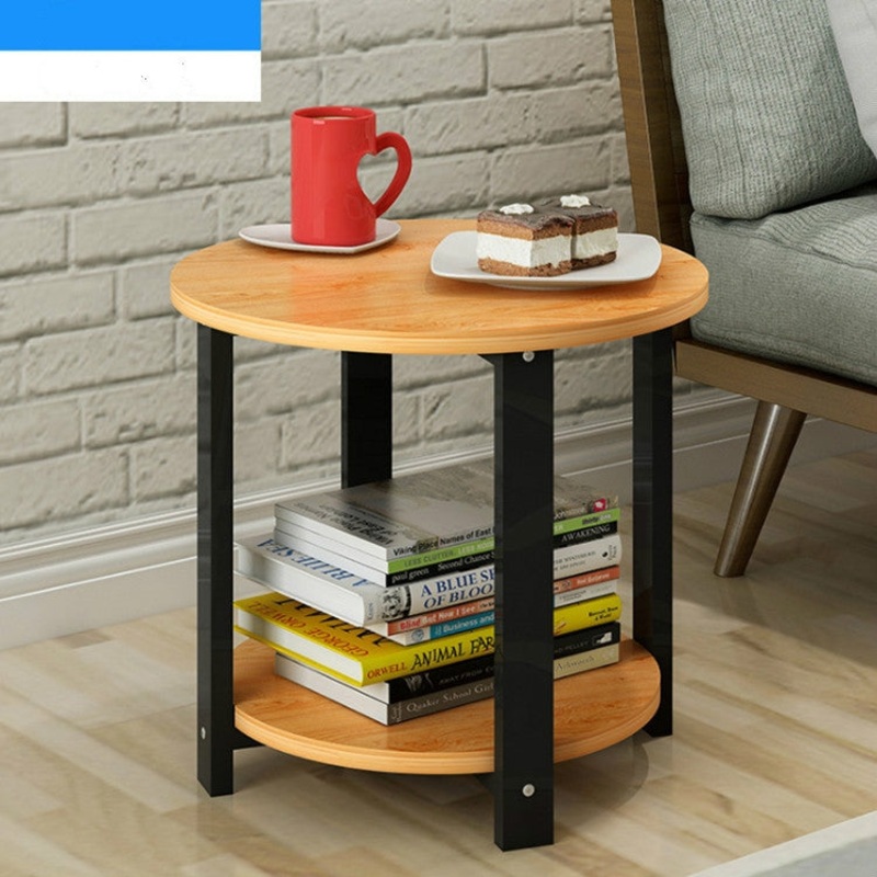Small Size Home Wooden Coffee Table Simple Modern Living Room Sofa Bedroom Round Tea Table, Size:60*60*43cm