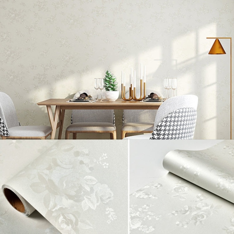0.6 x 5m Pastoral Style Damascus PVC Self-Adhesive Wallpaper Restaurant Milk Tea Shop Glass Stickers