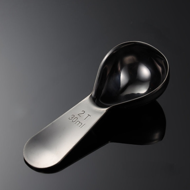 2 PCS 304 Stainless Steel Measuring Cup Spoon Gourd Shape Tea Spoon Kitchen Baking Supplies, Specification: Large 30ml (Black)