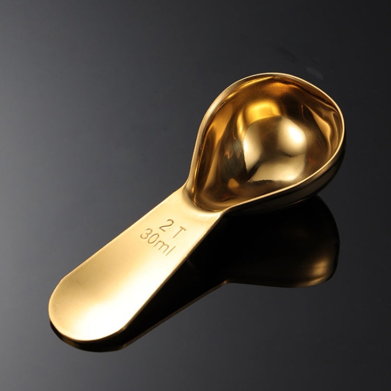 2 PCS 304 Stainless Steel Measuring Cup Spoon Gourd Shape Tea Spoon Kitchen Baking Supplies, Specification: Large 30ml (Gold)