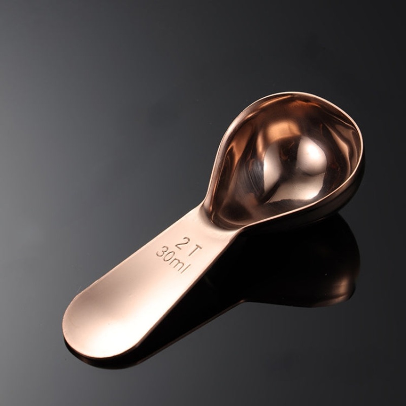 2 PCS 304 Stainless Steel Measuring Cup Spoon Gourd Shape Tea Spoon Kitchen Baking Supplies, Specification: Large 30ml (Rose Gold)