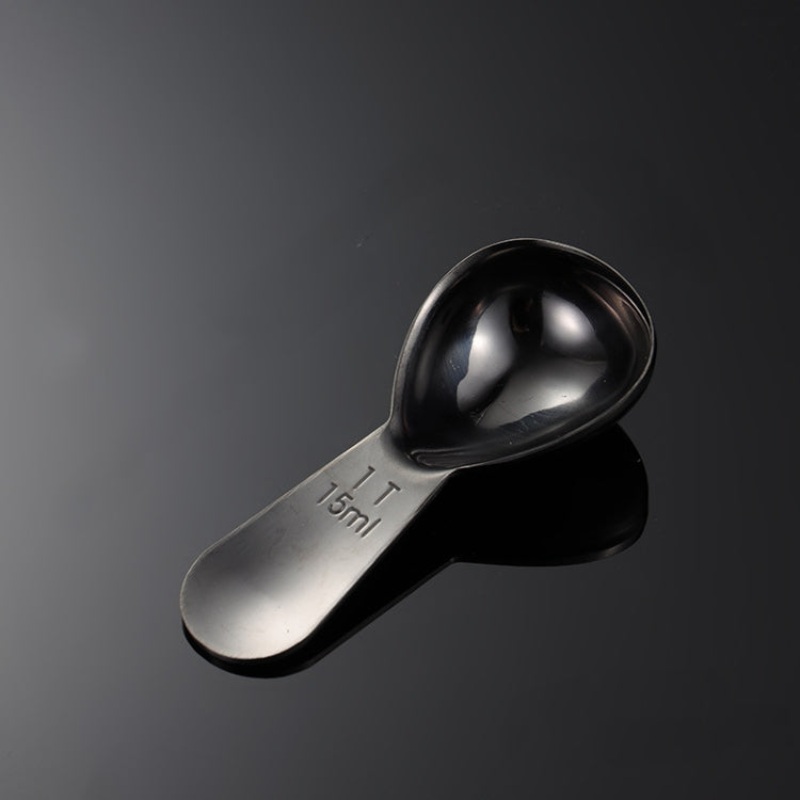 2 PCS 304 Stainless Steel Measuring Cup Spoon Gourd Shape Tea Spoon Kitchen Baking Supplies, Specification: Samll 15ml  (Black)