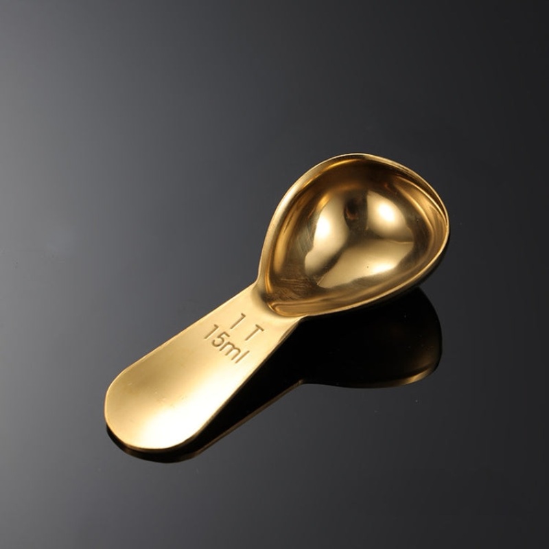2 PCS 304 Stainless Steel Measuring Cup Spoon Gourd Shape Tea Spoon Kitchen Baking Supplies, Specification: Samll 15ml (Gold)