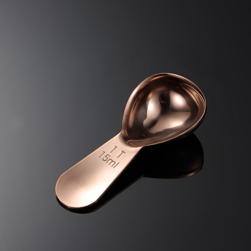 2 PCS 304 Stainless Steel Measuring Cup Spoon Gourd Shape Tea Spoon Kitchen Baking Supplies, Specification: Samll 15ml (Rose Gold)