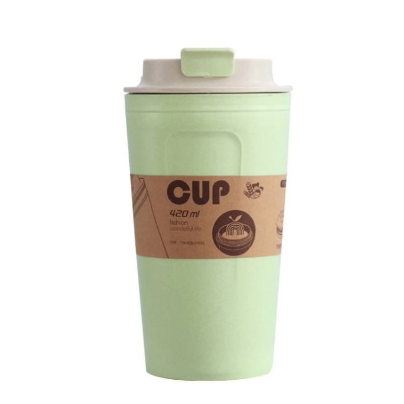 2 PCS Bamboo Fiber Convenient Water Cup Milk Tea Cup(Fresh Green)