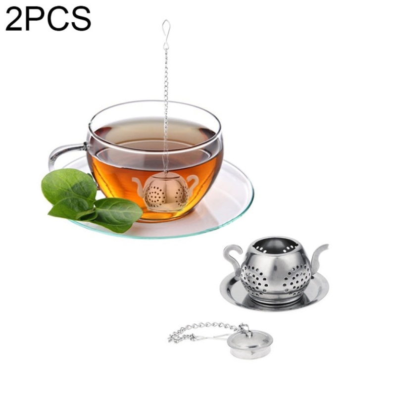 2 PCS Stainless Steel 304 Round Pot Tea Strainer Teapot-Shaped Tea Maker Tea Leak Filter Tea Ball(Stainless steel round teapot)