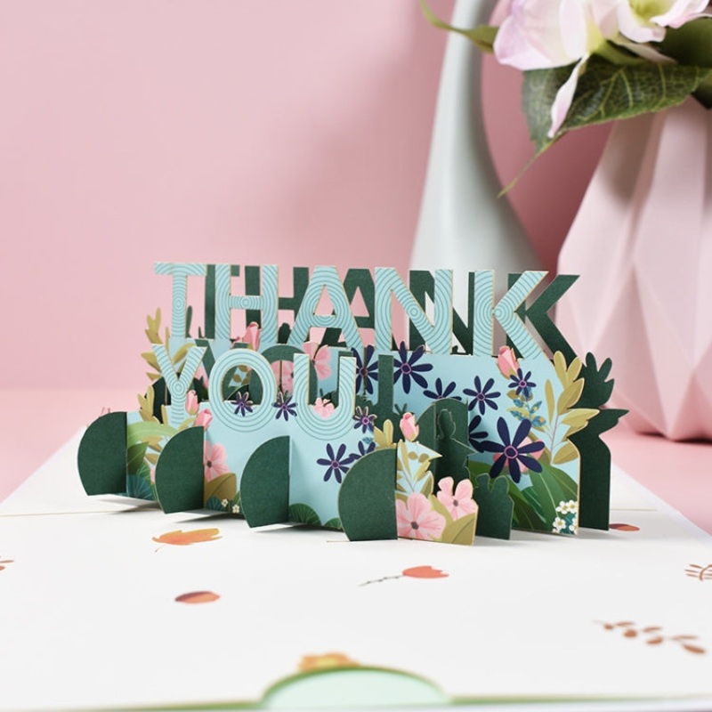 2 PCS Three-Dimensional Thank You Card Teacher Day Thanksgiving Day Greeting Card