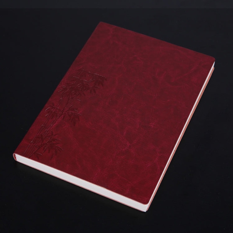 3 PCS Notebook Student Notepad Diary Book Business Record Book PU Notebook, Cover color: A5 Embossed Bitter Tea Red