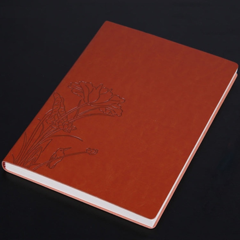 3 PCS Notebook Student Notepad Diary Book Business Record Book PU Notebook, Cover color: B5 Embossed Charred Tea Brown