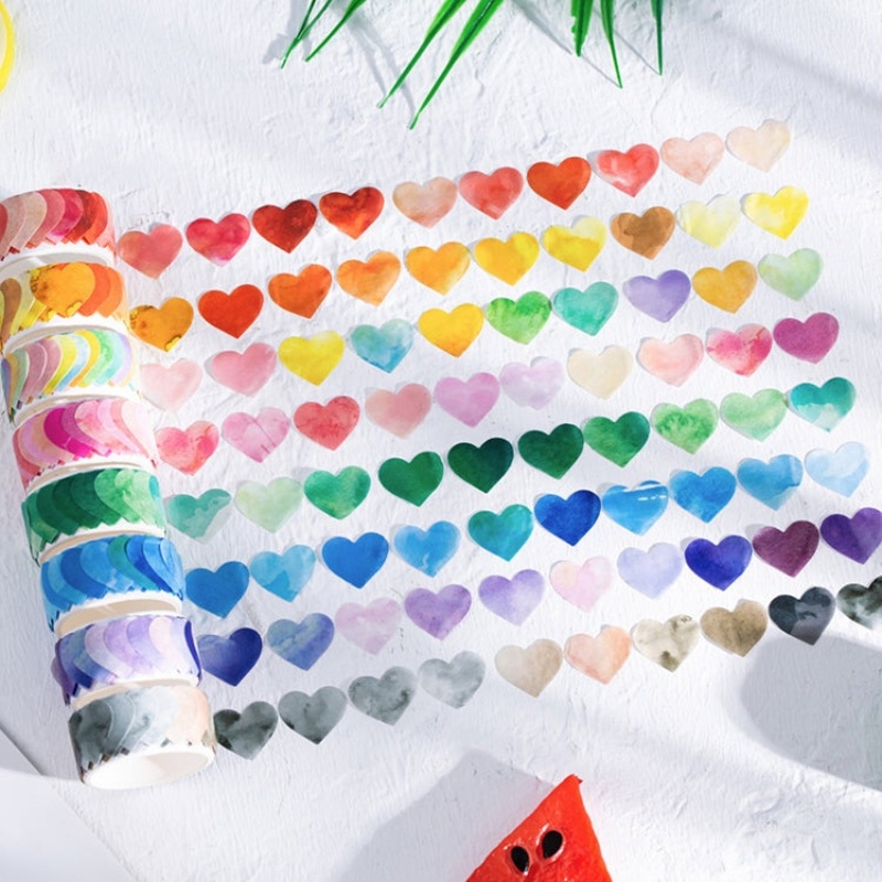 8 PCS Washi Tape Rainbow Fruit Tea Series Special-Shaped Hand-Painted Love Shape Hand Account Decoration Sticker