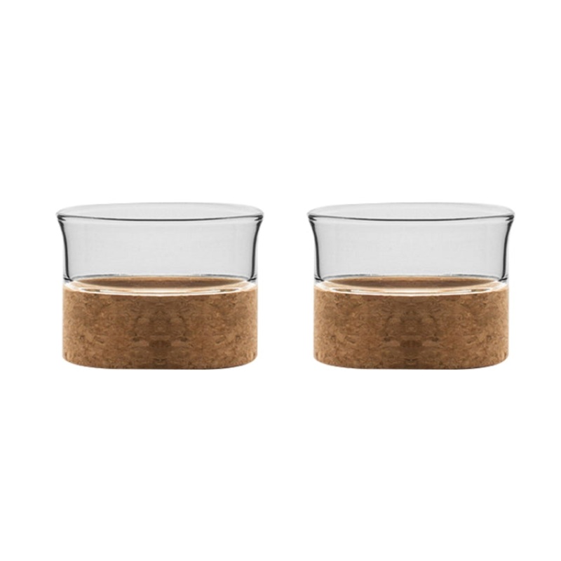 High Borosilicate Glass Cork Lid Teapot Juice Cold Kettle, Style:Two Flat Sheng Cups